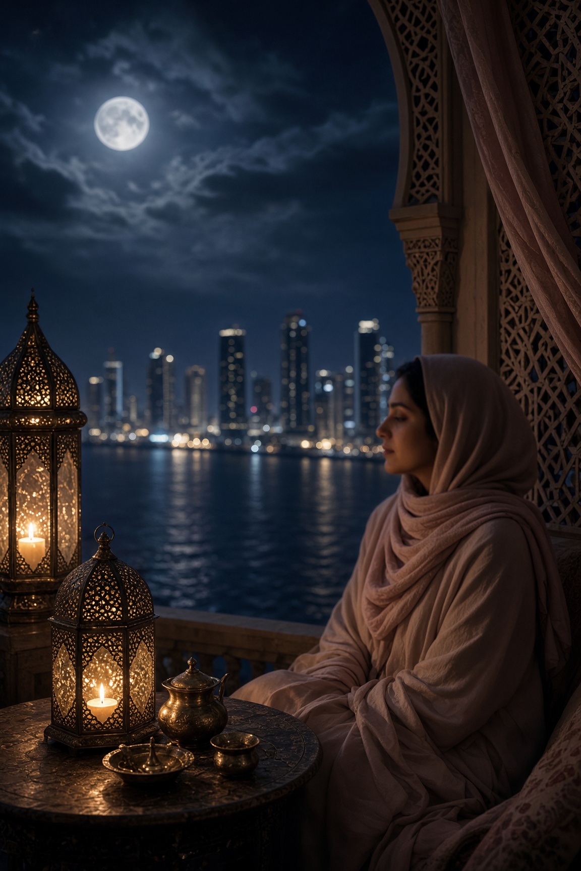 منظر عمودي ليلي من الدار البيضاء